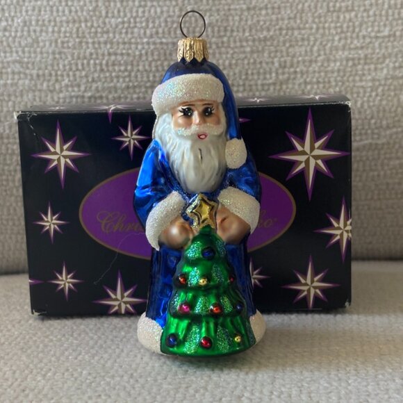 Christopher Radko Blue Santa Christmas Ornament Made in Poland Hand-painted - Picture 5 of 10
